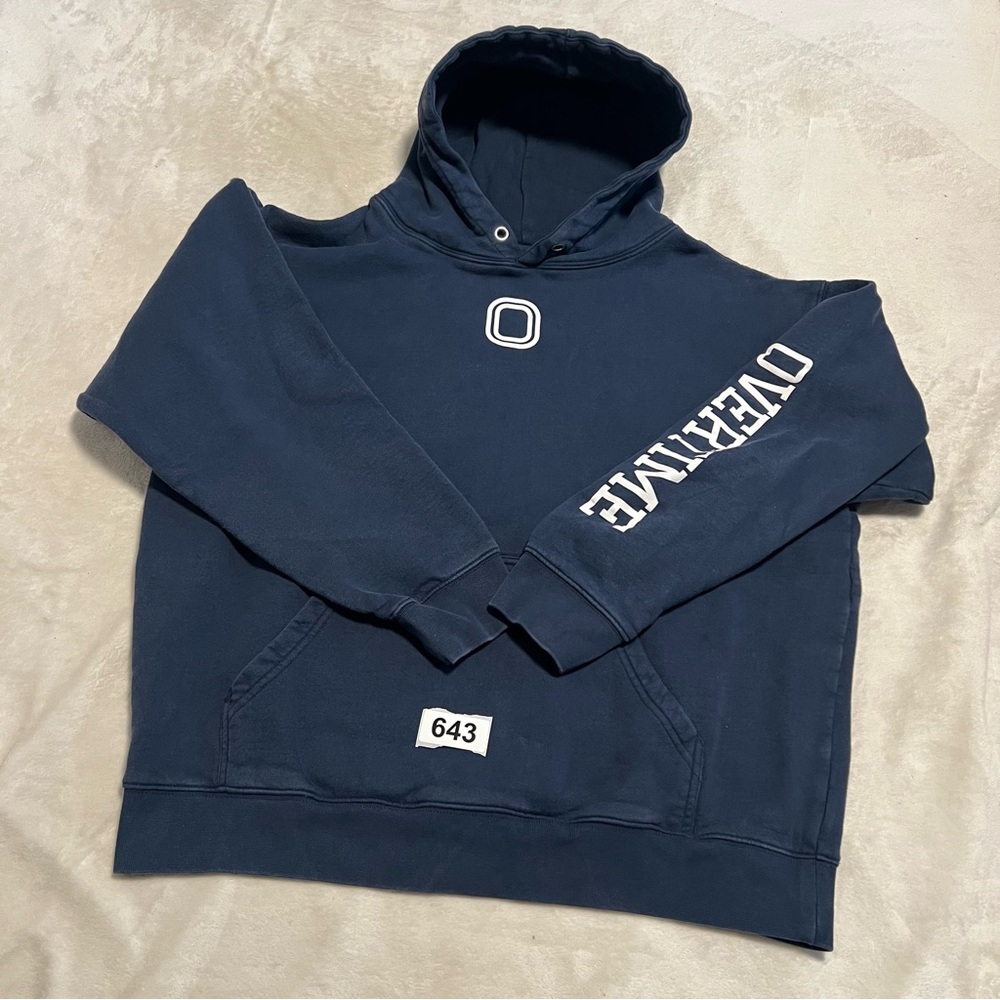 Overtime Navy Pullover Hoodie with Sleeve Logo